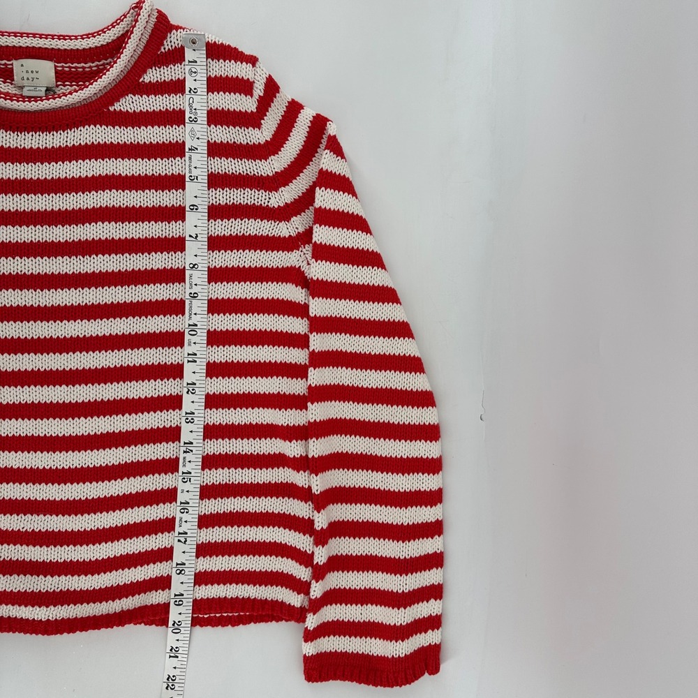 Striped Roll Neck Sweater Preppy Coastal Holiday Nautical Womens S Red White - Picture 6 of 7